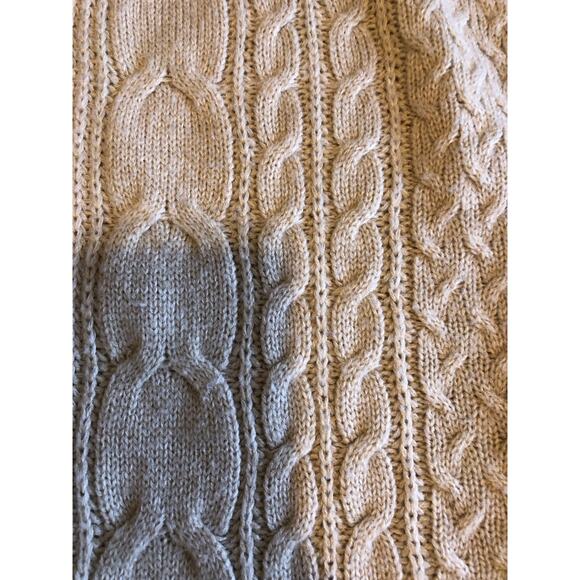 Cardigan Sweater Size M Cable Knit Beige Oatmeal Open Front Neutral Coastal - Picture 7 of 7